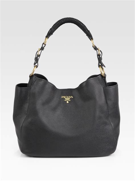 prada daino hobo black|PRADA Vitello Daino Hobo Black 1392104 .